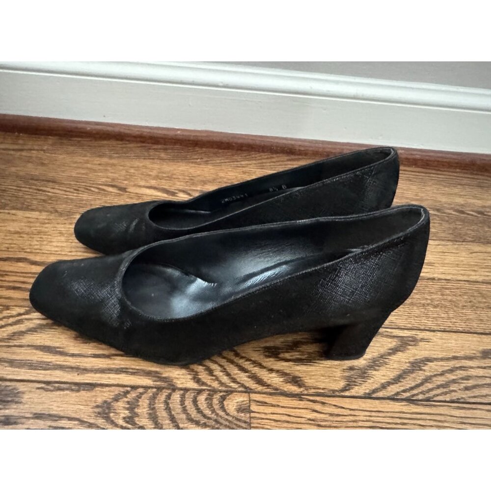 Stuart Weitzman Black Square Toe Heels Size 8.5 - image 1